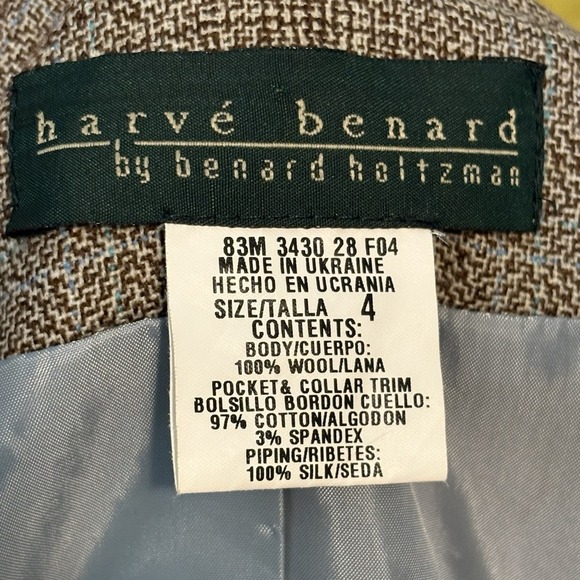 Harvé Benard Wool Blazer Womens Size 4 | Plaid Check Tweed | Classic Workwear - Picture 9 of 11